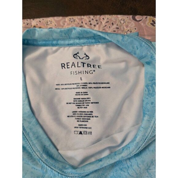 Realtree Fishing Mens Long Sleeve Shirt Blue Print Size L Nautical beach boat - Picture 4 of 5